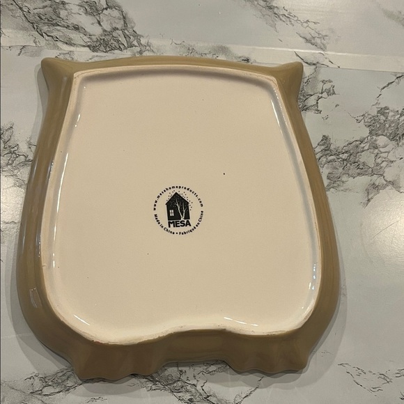 Owl-Shaped Ceramic Plate - Brown, Orange, Red - Picture 2 of 3